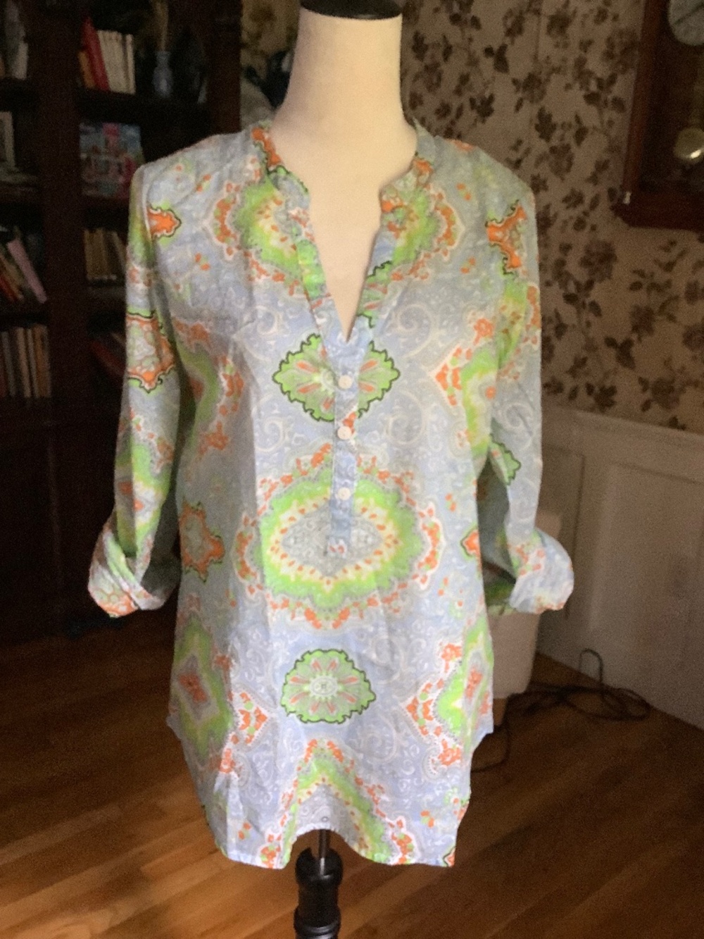 Old Navy Cotton Roll-Up Sleeve Tunic Top Size M